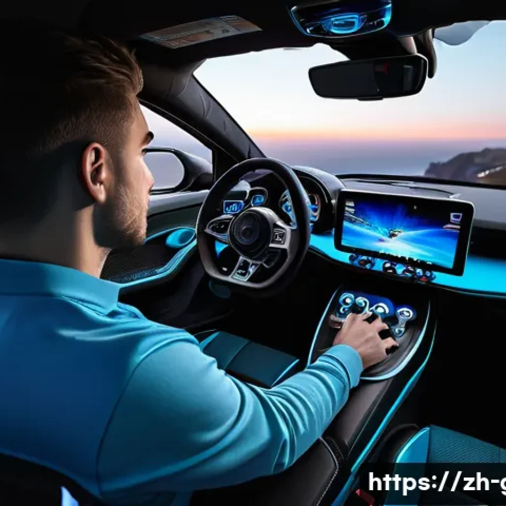 GTA5 게임 내 하드웨어 연동법 - A detailed image of a male gamer in his late twenties, intensely focused, gripping a high-end force ...