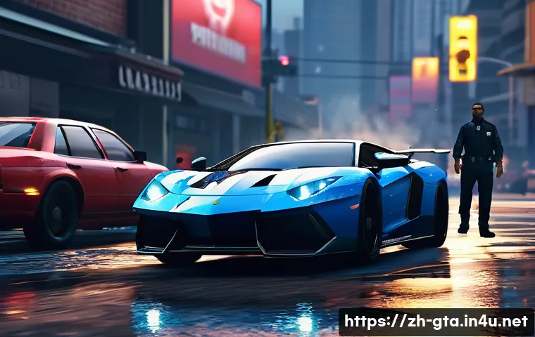 GTA5 커뮤니티 제작 스토리라인 체험 - **Prompt 1: Cinematic Los Santos Pursuit**
    "A highly cinematic, dynamic shot of a thrilling car ...